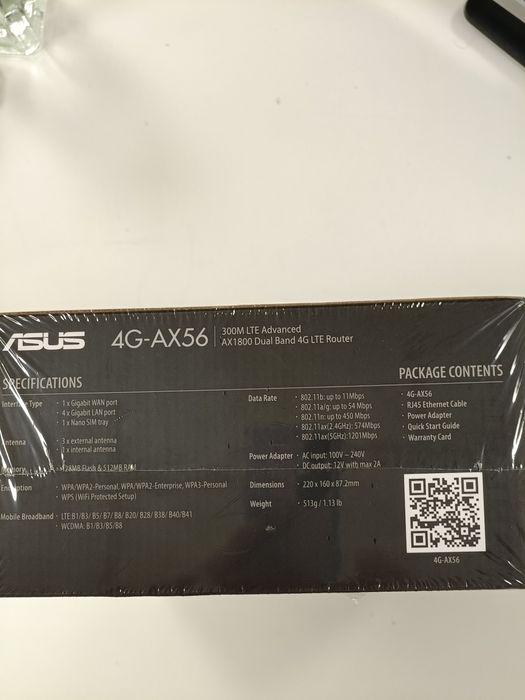 Router wireless Asus 4G-AX56, AX1800, dual-band, WI-FI 6, 4G LTE