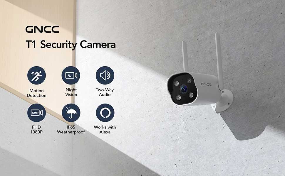 GNCC T1 Външна камера за наблюдение, 1080P, IP камера