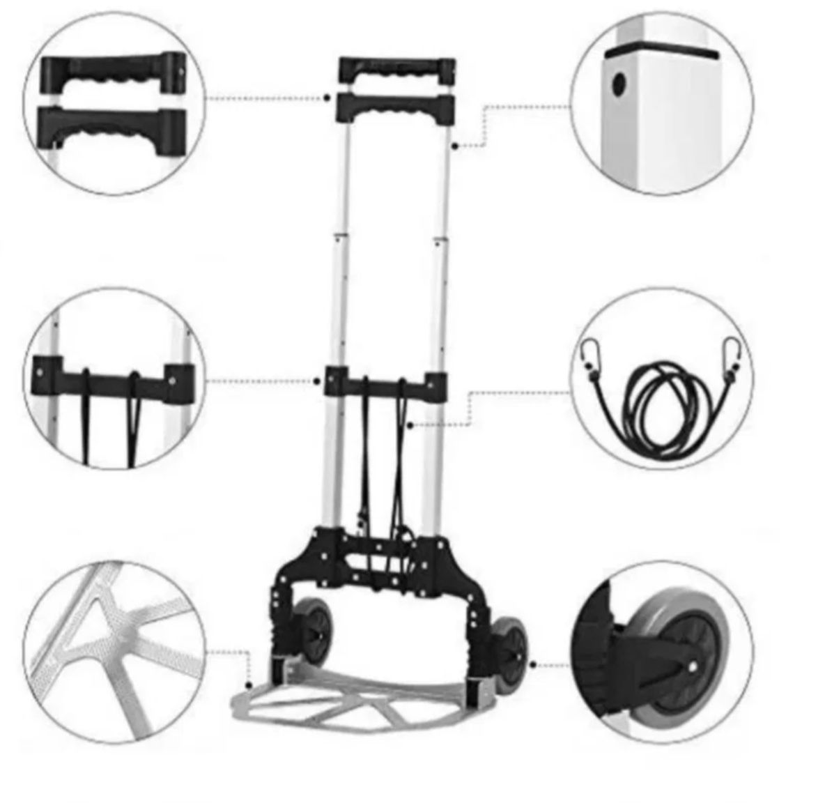 Carut - Liza pliabil cu platforma si roti max 75Kg extensibil 100cm