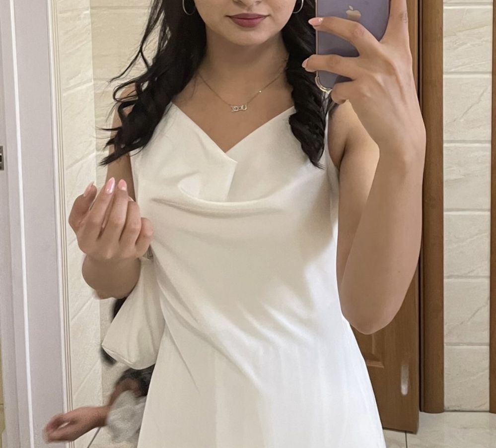 Белое платье комбинация