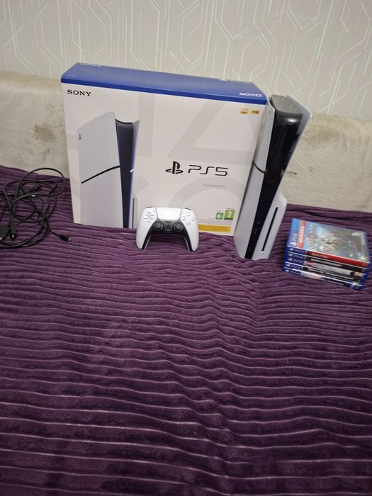 Пс5 слим с дисководом +игры
