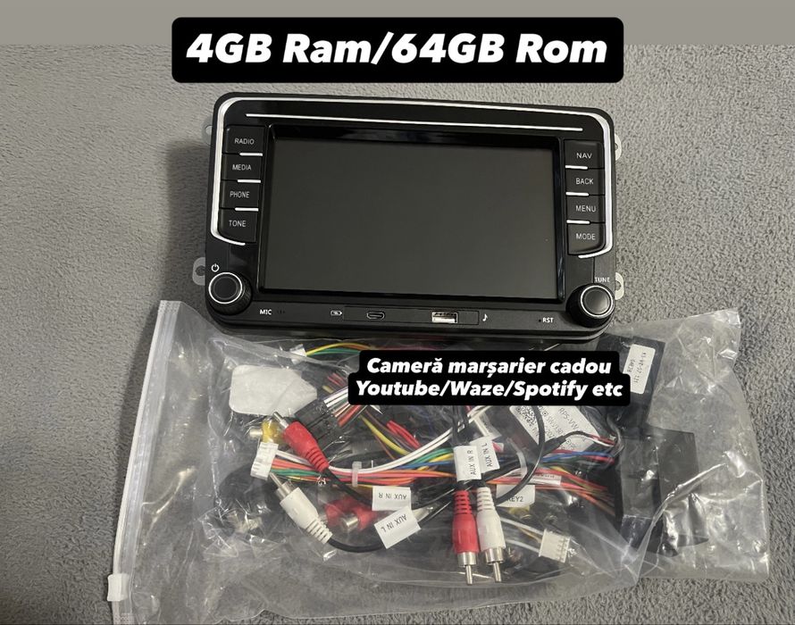 Navigatie Carplay wireless 4GB 64GB Rom Volkswagen VW Skoda Seat b6 b7