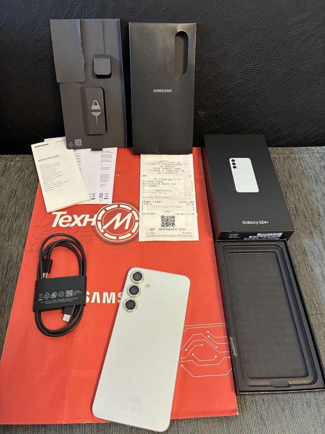 КАТО НОВ 256GB Samsung S24 Plus + Техномаркет Гаранция '26 Gray