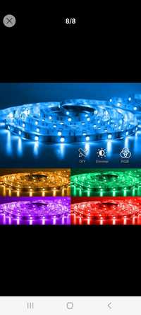 Banda led RGB multicolor 5 metri adeziva aplicatie bluetooth usb