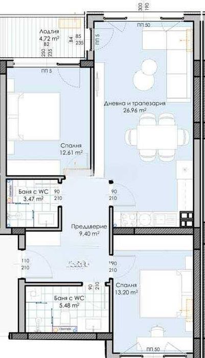 ПРОМОЦИОНАЛНА ЦЕНА! 960 евро/ кв.м! Тристаен - кв. Гагарин