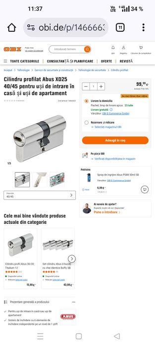 Butuc cilindru usi Abus