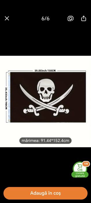 Steag pirat petrecere copii 90x150 cm