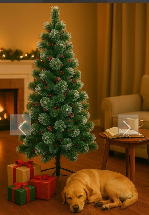 НОВО.Коледна елха Зелена с бели връхчета –ED-EL56