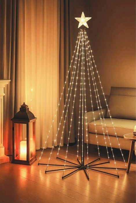 Brad de Craciun Conic cu 627 de Becuri LED Telecomanda