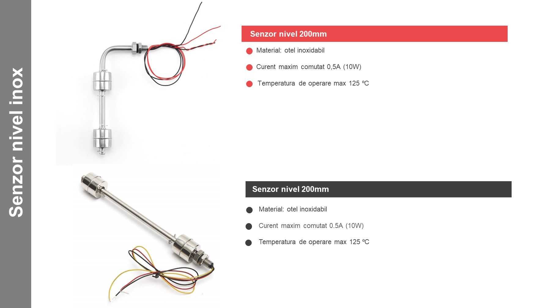 Senzor nivel plutitor inox apa ulei ars 200mm