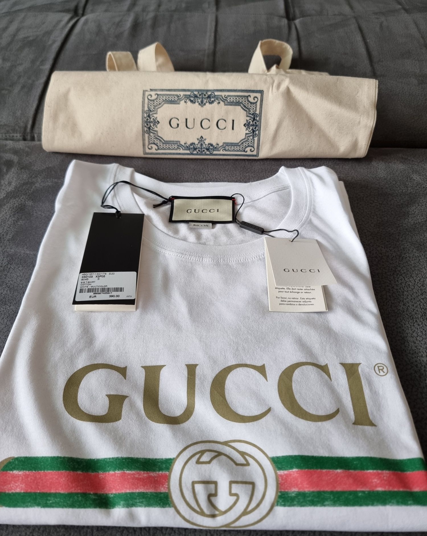 Gucci Oversize washed T-shirt with Gucci logo Намаление за последни