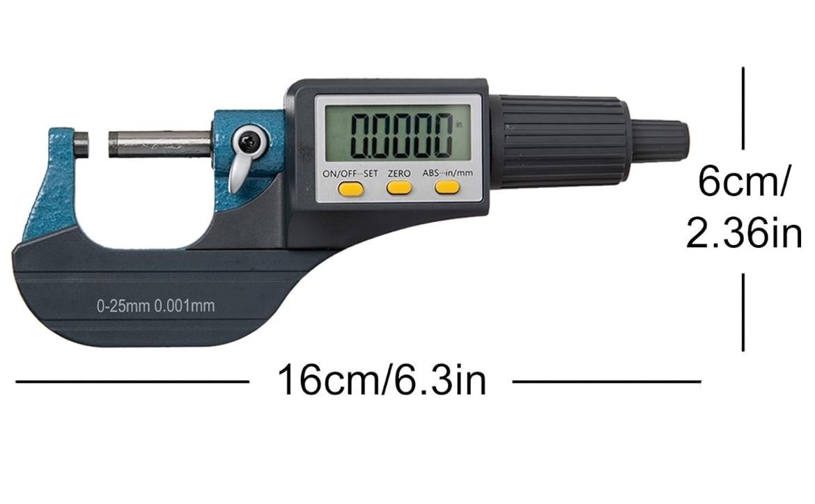 Micrometru Digital Beslands 0–25 mm, cu Afișaj Electronic