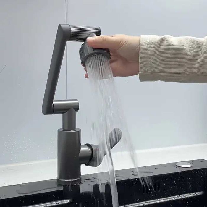 Baterie apa monobloc rotativa 720 grade negru lucios completa