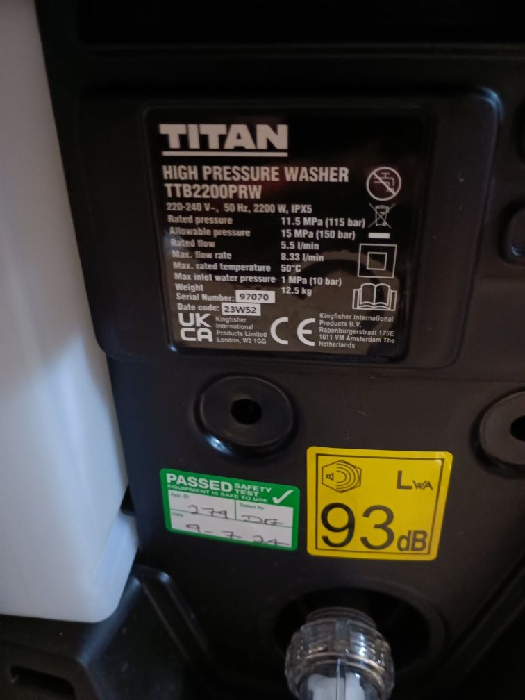 Titan TTB2200PRW 150bar Електрическа машина за високо налягане 2.2kW 2