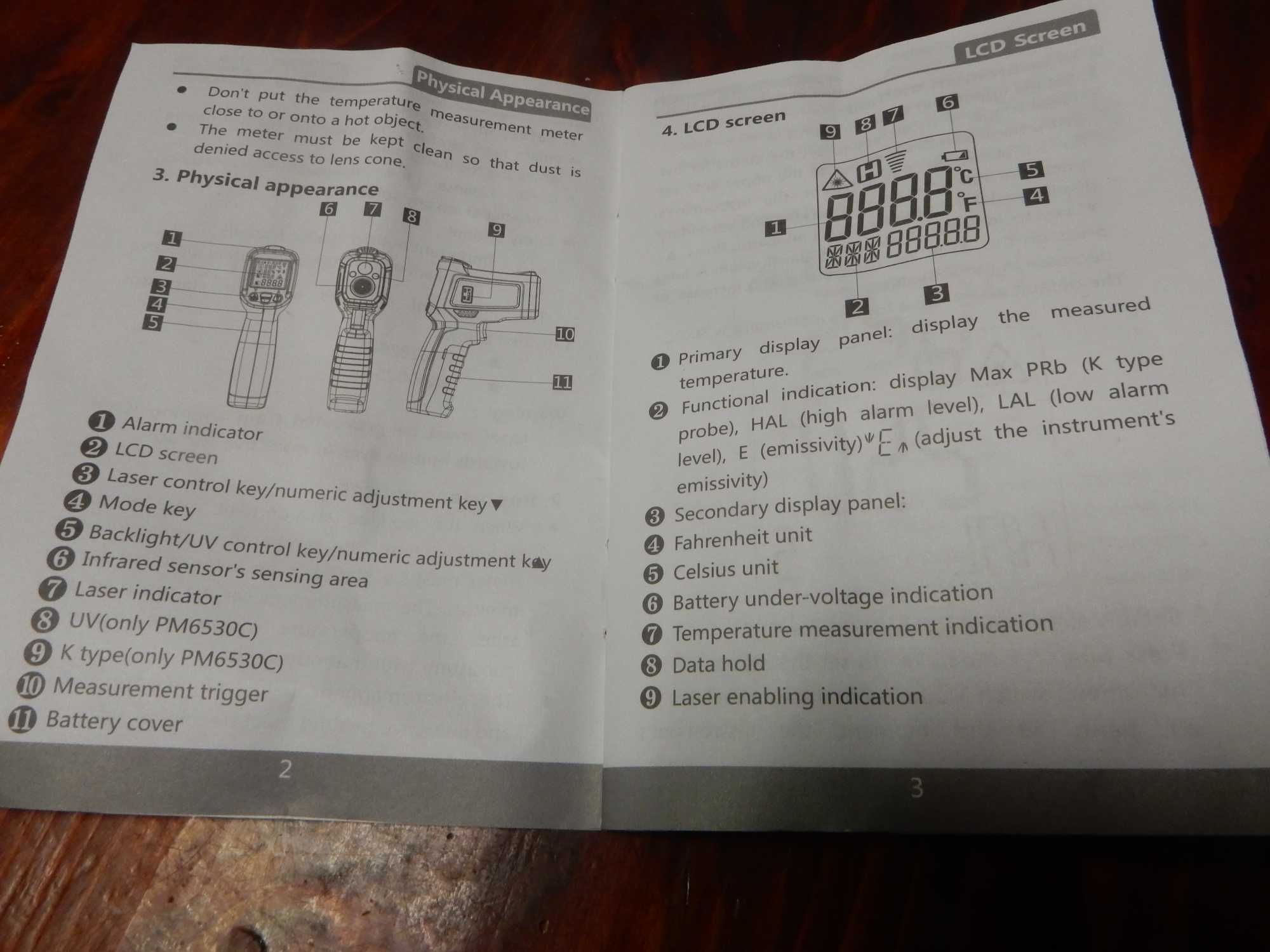 Термометър безконтактен PM6530C (-40°C - 1000°C) нов