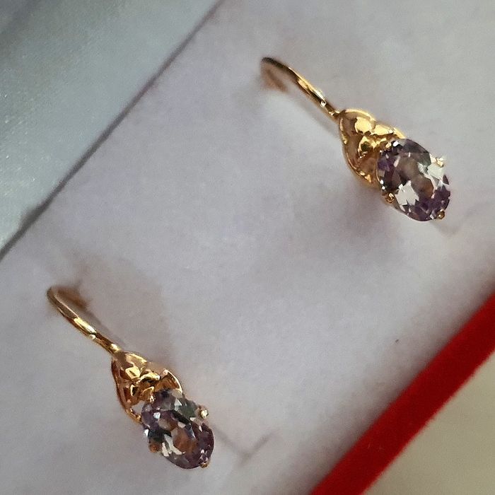 Cercei Rusesti Aur 14K Cu Alexandrite Ovale