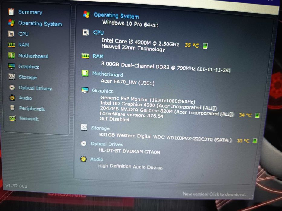 Laptop Acer esport gaming, Core i5, Nvidia 820m, hdd 1TB, 8gb, full hd