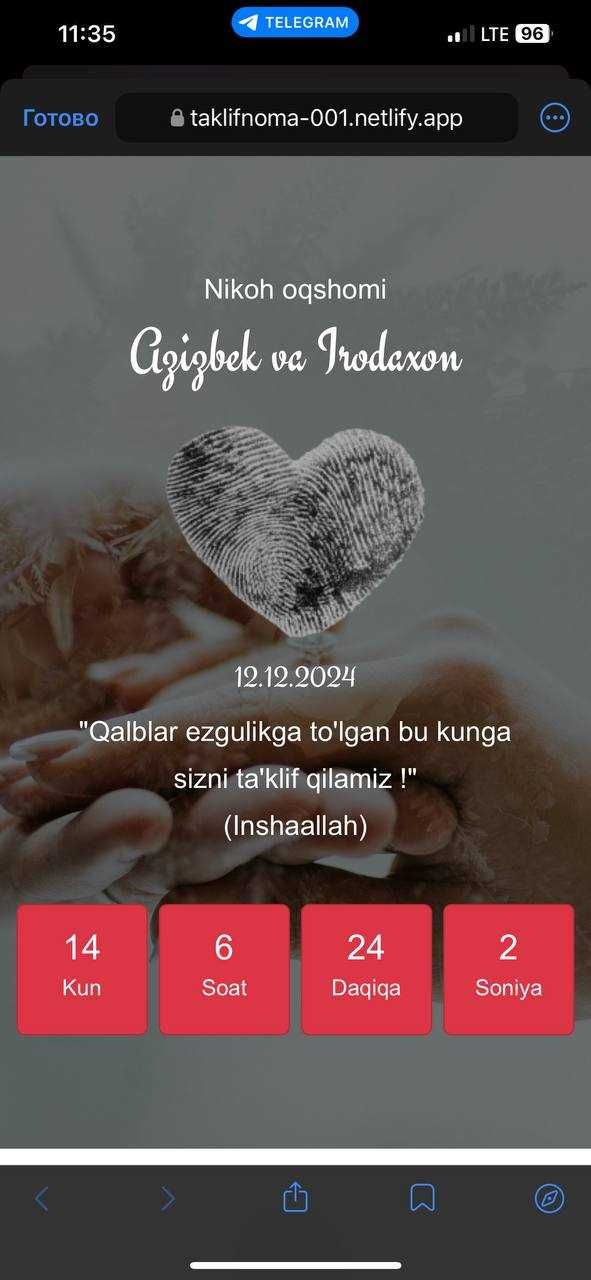 Yaxshi kunlar uchun online taklifnomalar