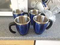 4 cani inox dublu ceai cafea camping 500 ml