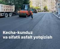 Kecha-kunduz va sifatli asfalt yotqizish Асфальтирование
