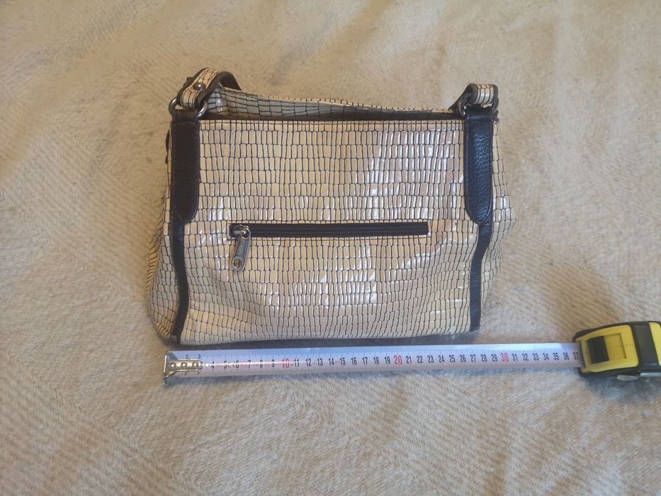 Бежаво-кафява чанта естествена кожа