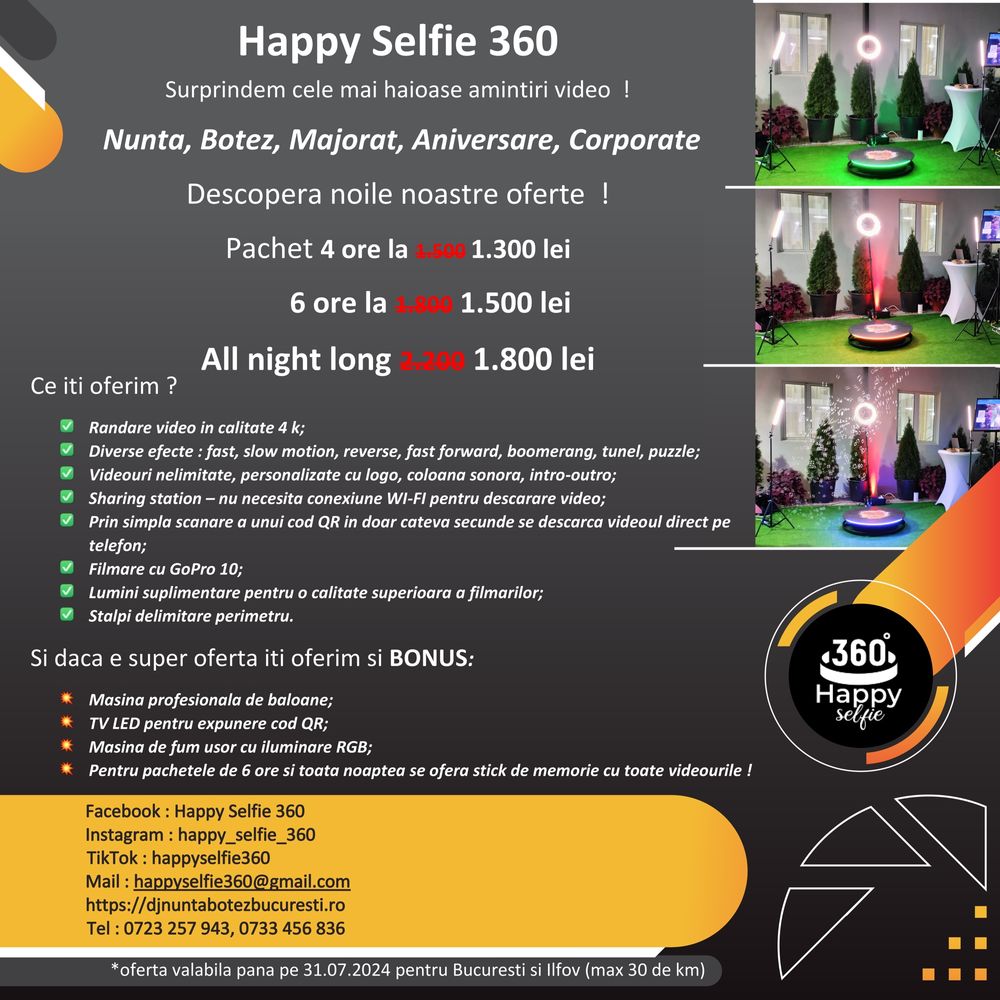 Oferte Premium 2024 Happy Selfie 360 Video Booth