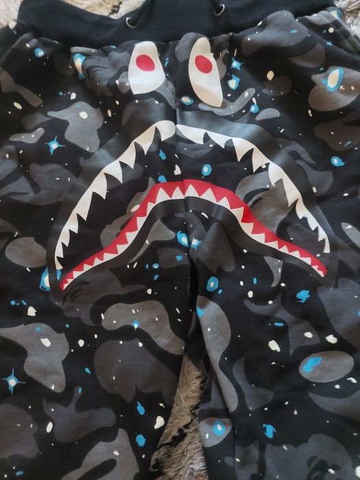 BAPE Space Camo Shark Sweat Shorts Black