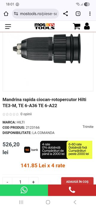 Mandrina cu bacuri quick release rotopercutor hilti te 6