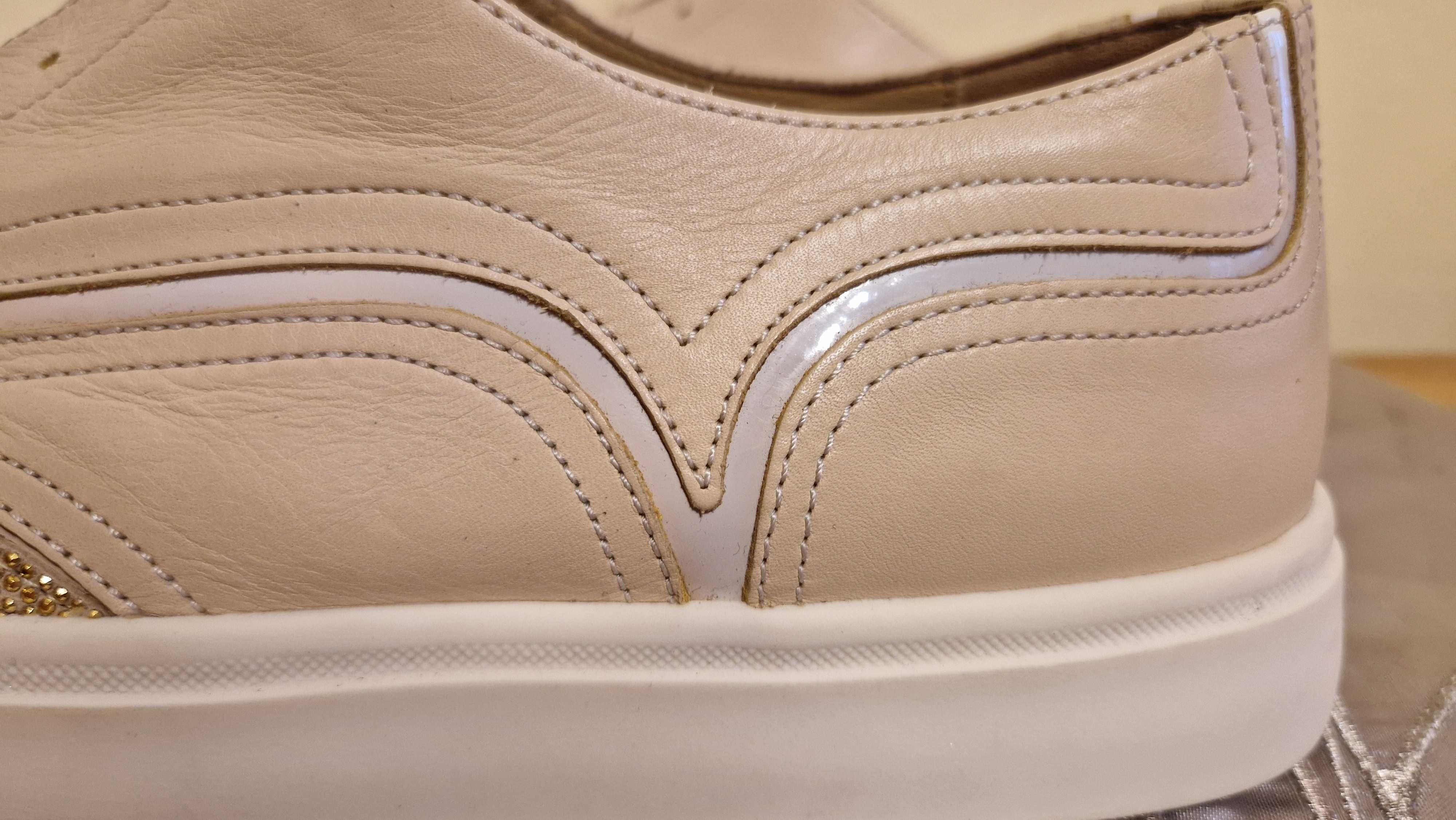 Pantofi Zanotti Beige Leather Slip On Women's 39