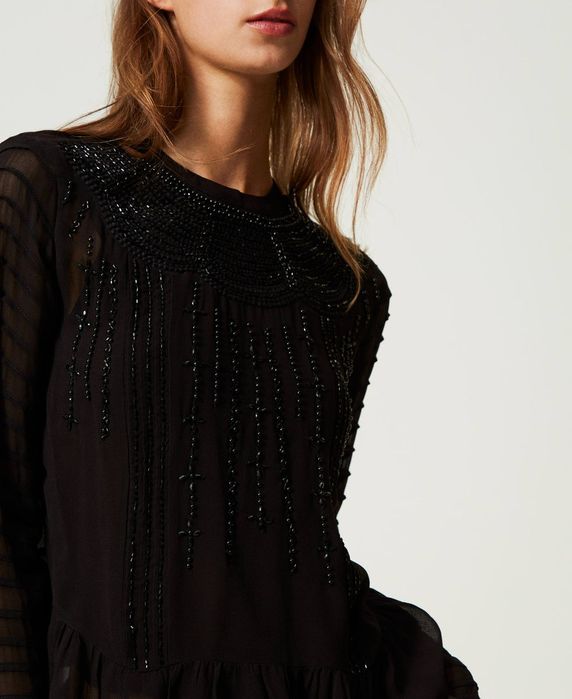 Блуза от тюл и ръчно шити пайети Twinset, размер М, нова с етикет!