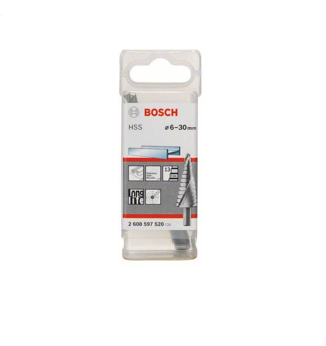 Burghiu conic in 13 trepte, Bosch HSS, 6-30mm, tija 10mm