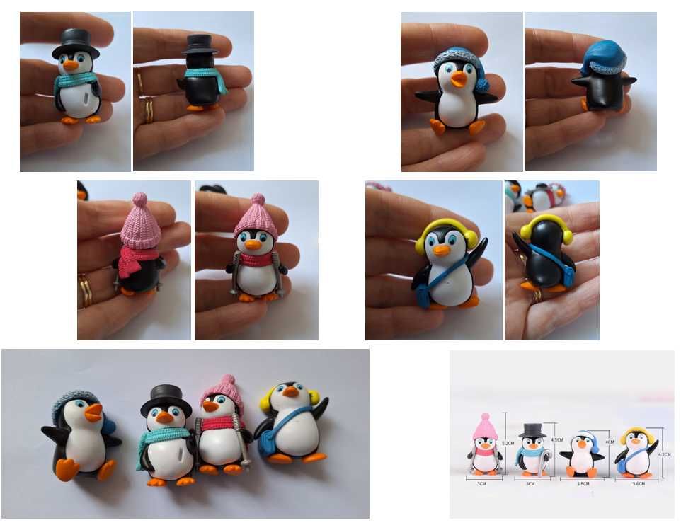 Figurine pinguini tort topper_iglu cu luminite_fulgi de nea