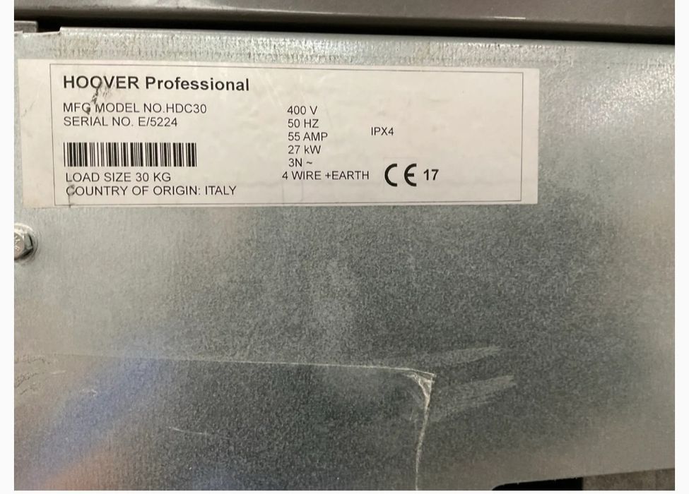 Uscator rufe profesional Hoover capacitate  30kg