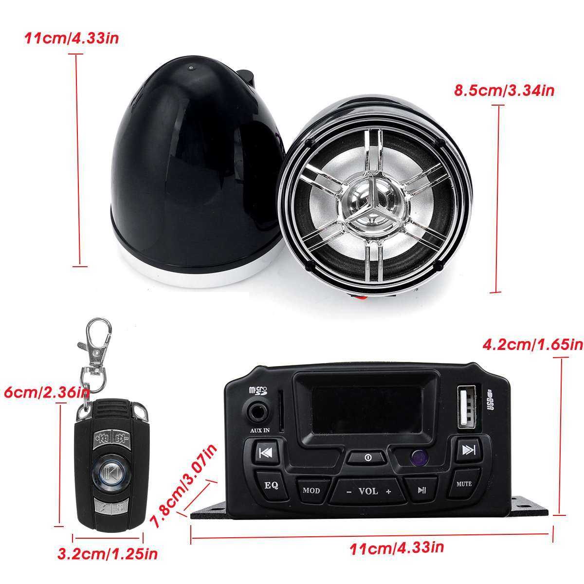 Sistem audio moto/scuter/atv USB/MP3/FM Radio/Alarma