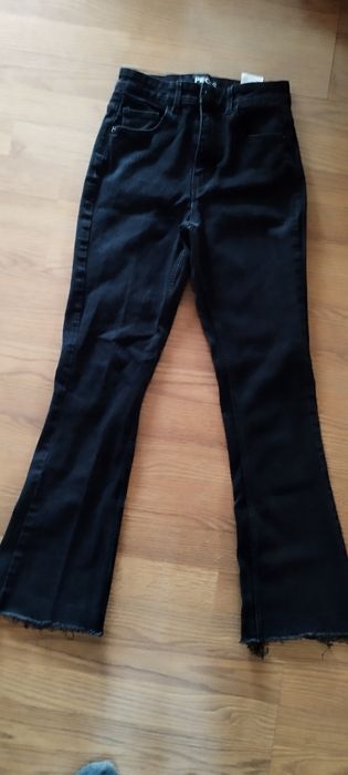 Черни  дамски дънки Pieces с висока талия