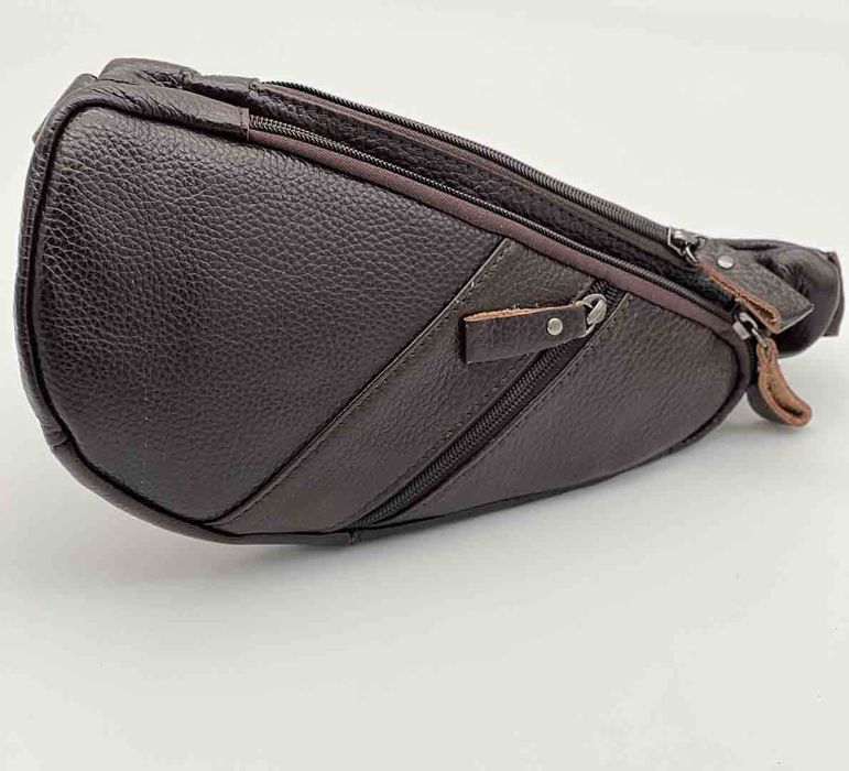 Borseta diagonala Barbati (crossbody) Slim: Piele Naturala Negru- Maro