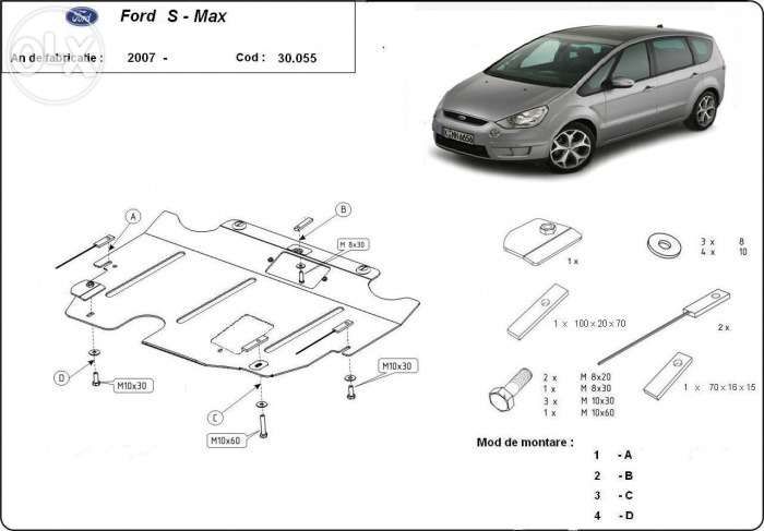 Scut metalic pentru motor Ford S-Max 2006-2015 - otel 2mm