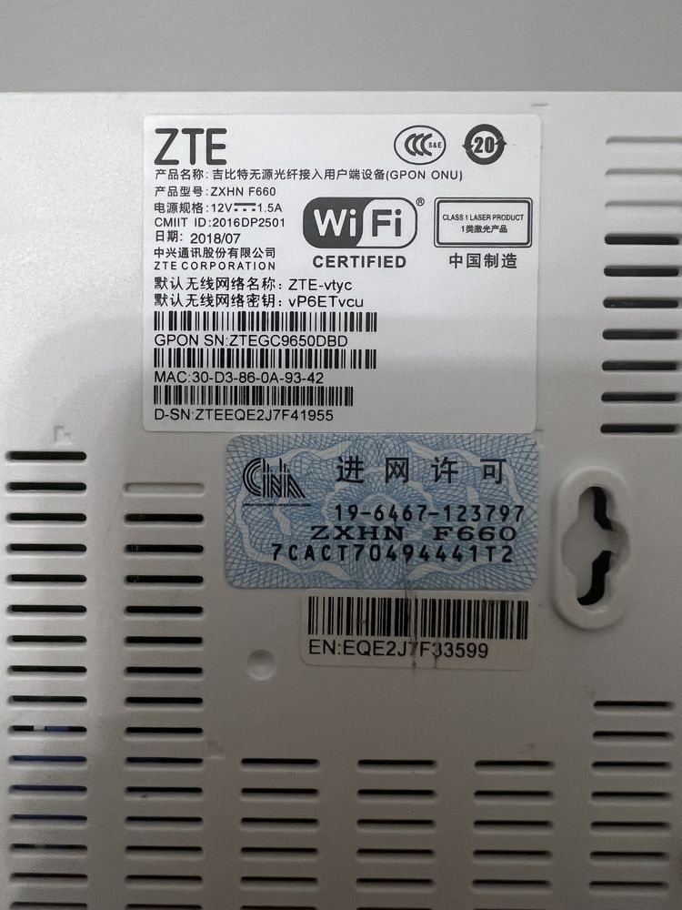 Zte f660 v6 gpon modem