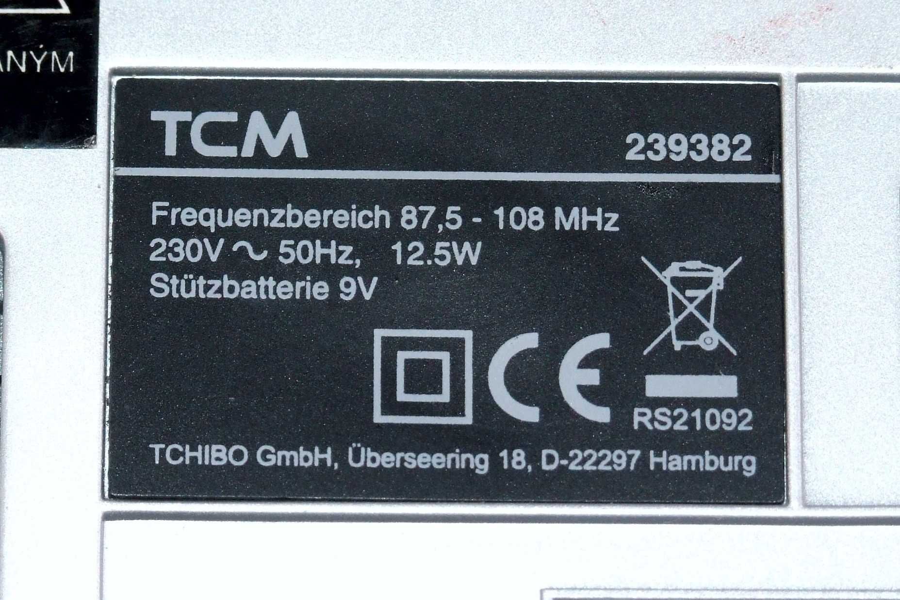 Radio stereo TCM cu ceas, unde ultrascurte, Made in Germany