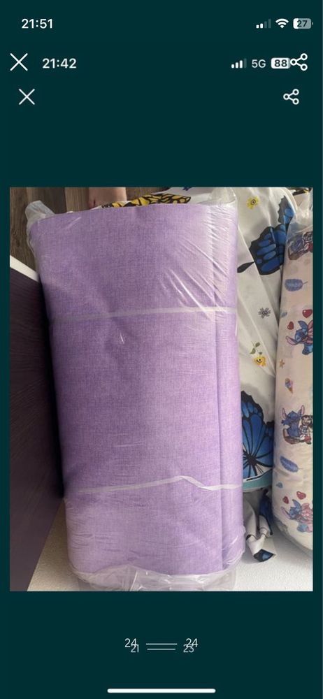 Lenjerie de pat mov, cearceaf cu elastic