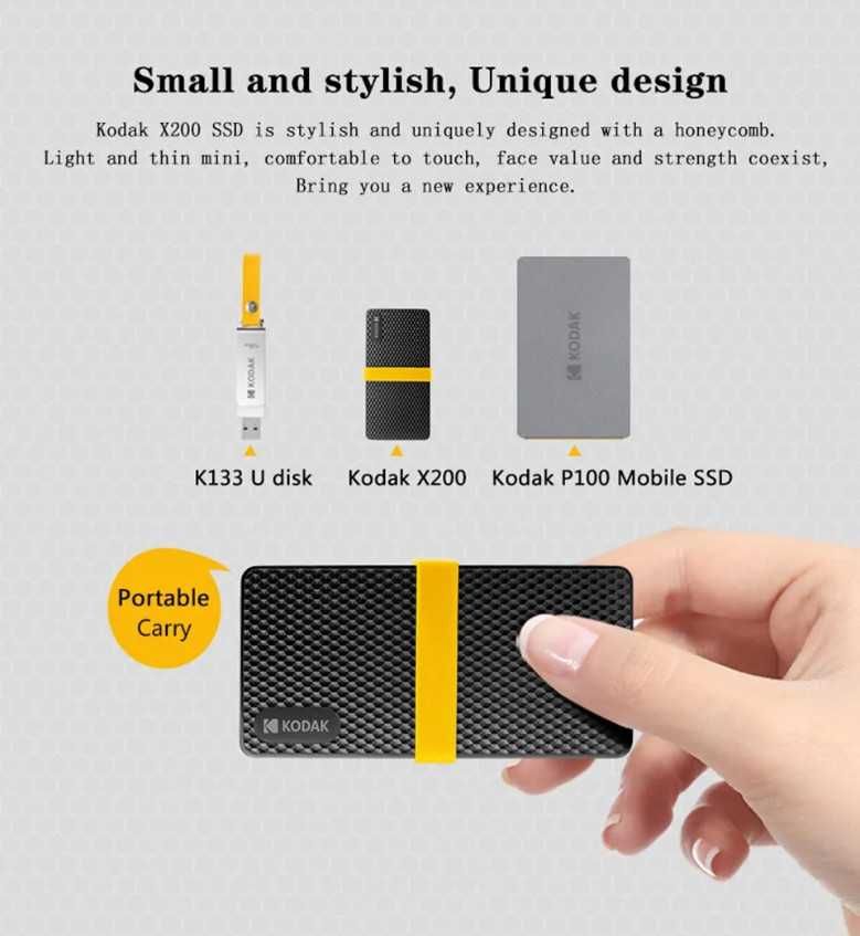 1 TB Сверхлегкий накопитель KODAK-SSD-USB 3.1 - - новое -гарантия