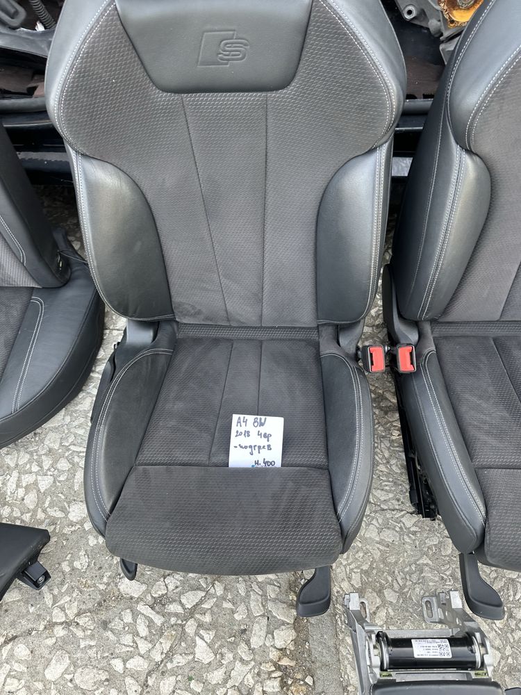 Кожен салон с алкантар Audi A4 sline 8w 2018g подгрев перфектен ном400