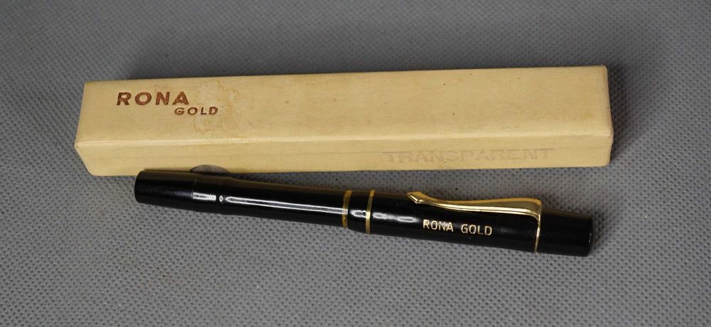 Rona Gold Стара писалка с златен писец и кутия не използвана