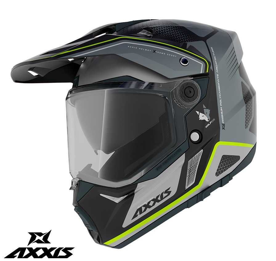 Casca cu viziera touring/off road Axxis Wolf Roadrunner gri lucios