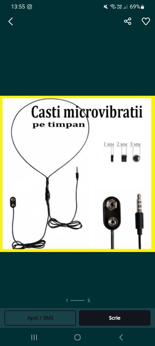 Handsfree de copiat cu microvibratii pe timpan
sisteme casca magnet