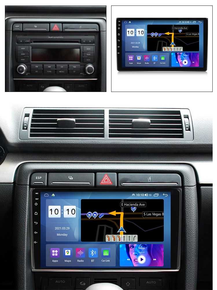 NAVIGATIE Android 13 Audi A4 B6 B7 2002 -2008 1/8 Gb CarPlay CAMERA