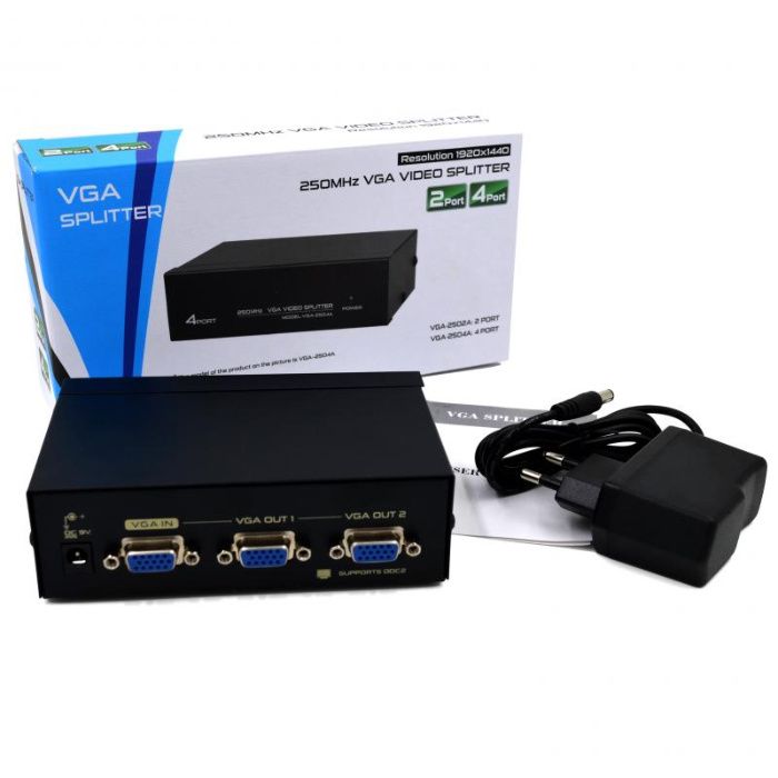 VGA Разветвитель (Splitter) VGA-2502A, 2-ports в упаковке.