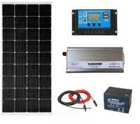 kit panou solar 30W-200W invertor 1000W iluminare curte,cabana,rulota