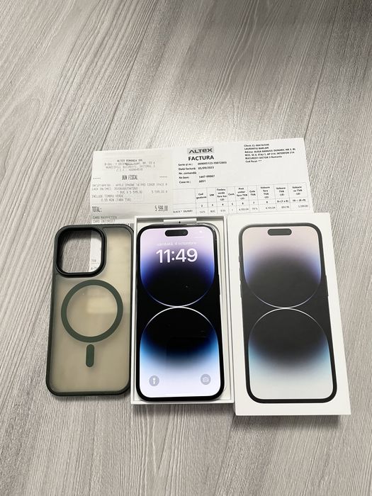 iPhone 14 PRO 128Gb Space Black, Factura, Neverlock, Full box