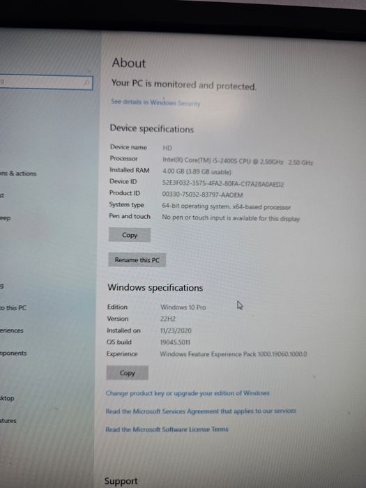 Mini Calculator HP Intel Core i5-2400s 4 gb RAM 256 gb SSD Win10